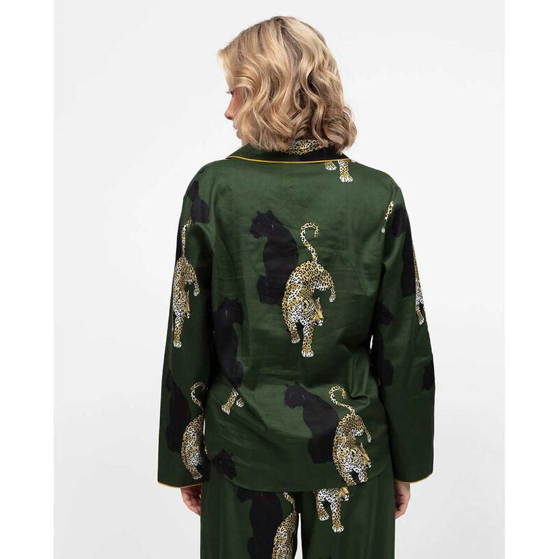 Cyberjammies Olive Leopard Print L/S Pyjama Top image number 1